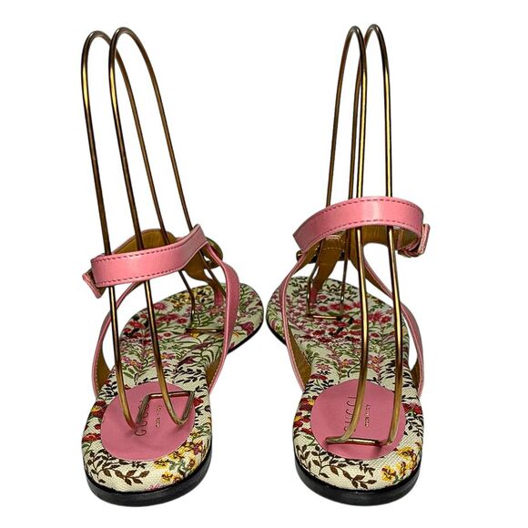 Gucci Marmont GG Logo Charlotte Nappa Leather Sandals Butterfly Pink EU 37.5 - Picture 7 of 11